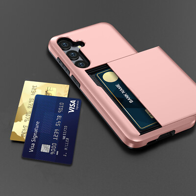 For Samsung Galaxy S25 S24 FE S23 Ultra Slide Card Holder Hard Back Wallet Case