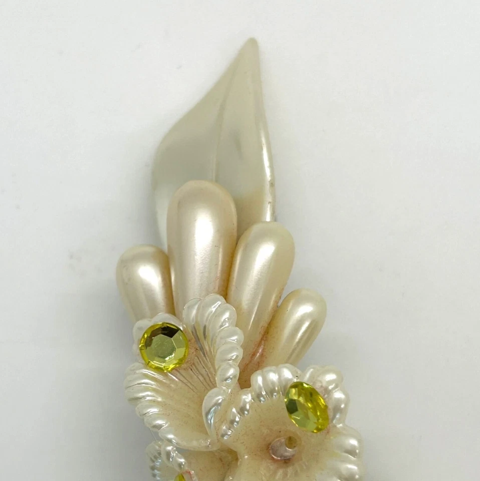 De colección Marfil Novia Cabeza Pieza Acrílico Floral Imitación Perla Boda Clip Pasador Foto 3 de 4