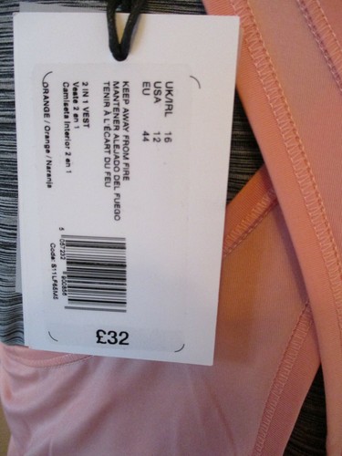 MAMAS & PAPAS MATERNITY GREY MARL & PINK LAYERED SPORTS VEST GYM TOP SIZE 16 NEW - Picture 5 of 5