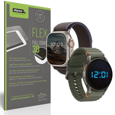 2x Full Cover Schutzfolie matt für Lemfo Smartwatch 1.39 Panzerfolie Anti-Shock
