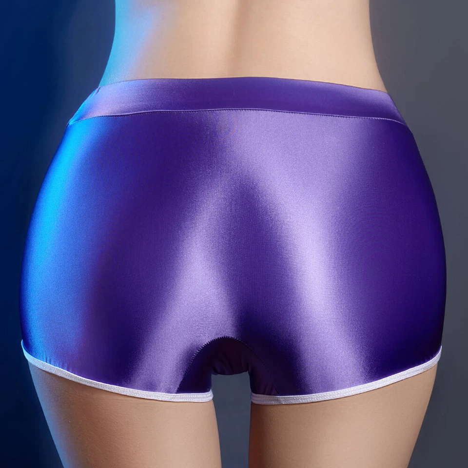 (Paquete de 3) Pantalones Cortos Para Mujer Elastizados de Satén Ropa Interior Brillantes Brillantes Bragas Boxer Shorts Foto 3 de 4