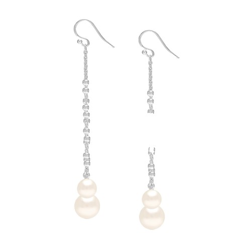 Bracelet Or 18 BOUCLES D'OREILLES DORMEUSES Argenté Grosse Perle - Foto 3