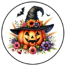 PUMPKIN WITCH HAT FLORAL HALLOWEEN ENVELOPE SEALS LABELS STICKERS PARTY FAVORS