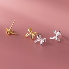 925 Sterling Silver Cute Bow Stud Earrings
