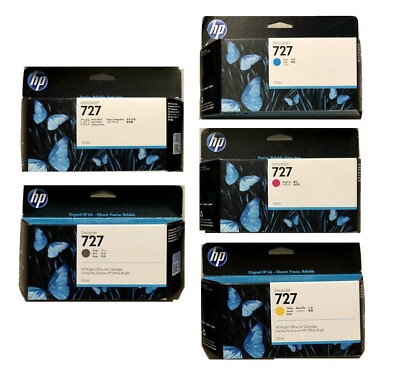 5 x Genuine Ink HP DesignJet T920 T930 T1500 T2500 / No 727 B3P19A -B3P24A