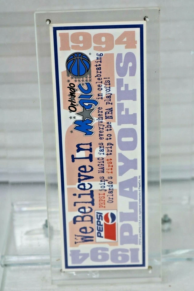 Orlando Magic 1994 NBA Playoffs Game VIP Commemorative Ticket in Lucite Pepsi - Image 2 of 2