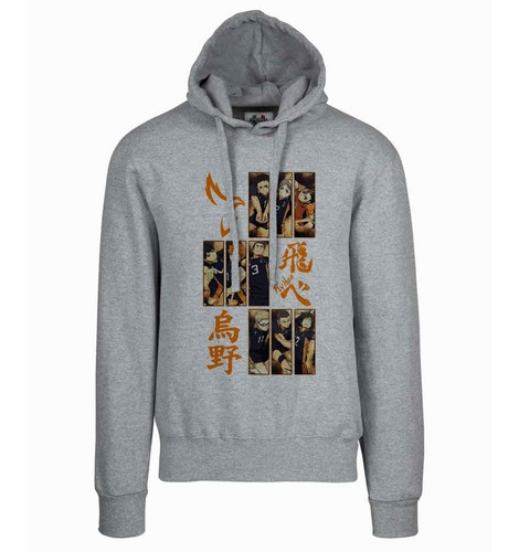 Hoodie Gray - Felpa Grigia - Haikyuu - Karasuno Team - Fly High | eBay