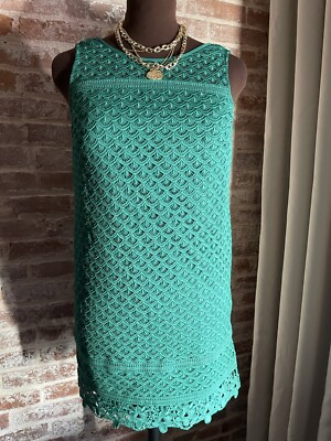Ann Taylor Loft Green Lace Knit Sleeveless Sheath Dress Women's Size 00 |  eBay