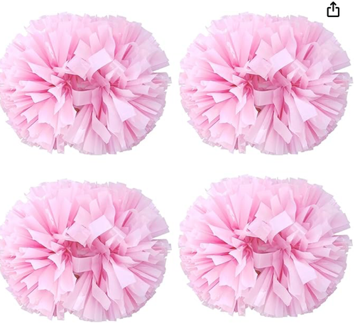 4PCS Cheerleading Pom Poms 4 Inches Kids Adults Dancer Metallic Cheerleader Poms