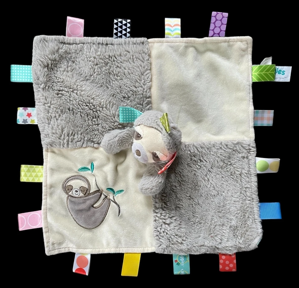 Mary Meyer Taggies Melaza Perezoso Peluche Lovey Manta de Seguridad Verde Satinado Etiquetas Foto 3 de 4