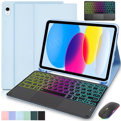 Beleuchtet Touchpad Tastatur Hülle für iPad 11/10/9/8. Gen Air 6 5 Pro 11 QWERTZ