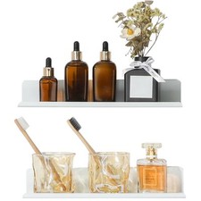 White Floating Shelves for Wall Storage 12 Inch Adhesive Wall Shelves for Bed...