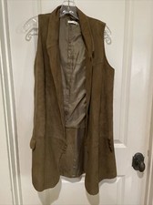 Hoss Intropia Spain Long Soft Brown Genuine Goat Leather Vest Womens Sz Xs / 34