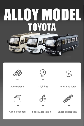 1:24 Toyota Coaster Medium Business Bus Alloy Diecast Model Car Simulation - Picture 3 of 10
