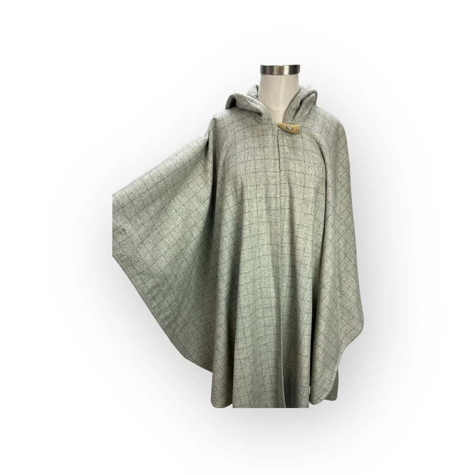 Poncho Capa Capa con Capucha Angora Lana Cuadros Gris Colección Lauren Ralph Lauren Foto 2 de 4