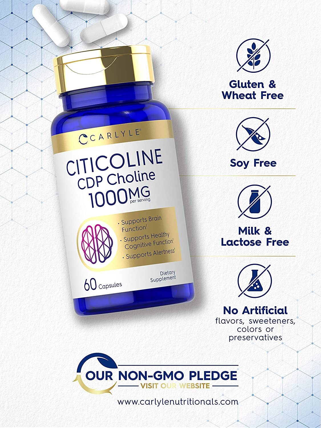 Citicoline CDP Choline | 1000mg | 60 Capsules | Highest Potency | by ...
