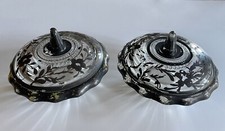 Porta bonbon antiche scatole rotonde in vetro con decorazione in argento