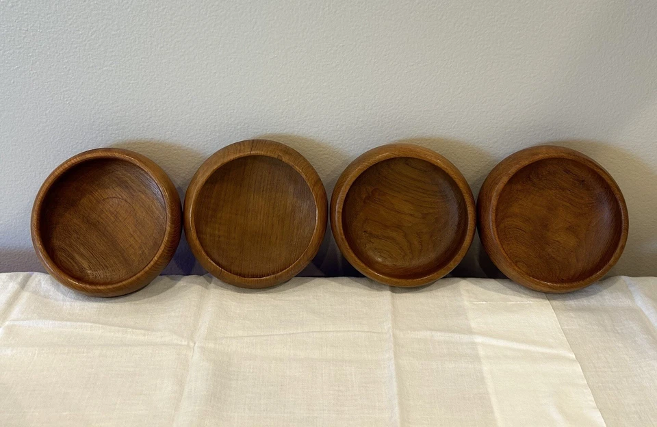 Winsome тонкие тиковые деревянные сервировочные и салатницы плюс серверы 7 шт набор MCM ретро - Изображение 4 из 4