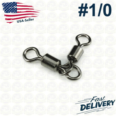Manloong Black Nickle Fishing Three Way 3-Way Rolling Swivel #1/0
