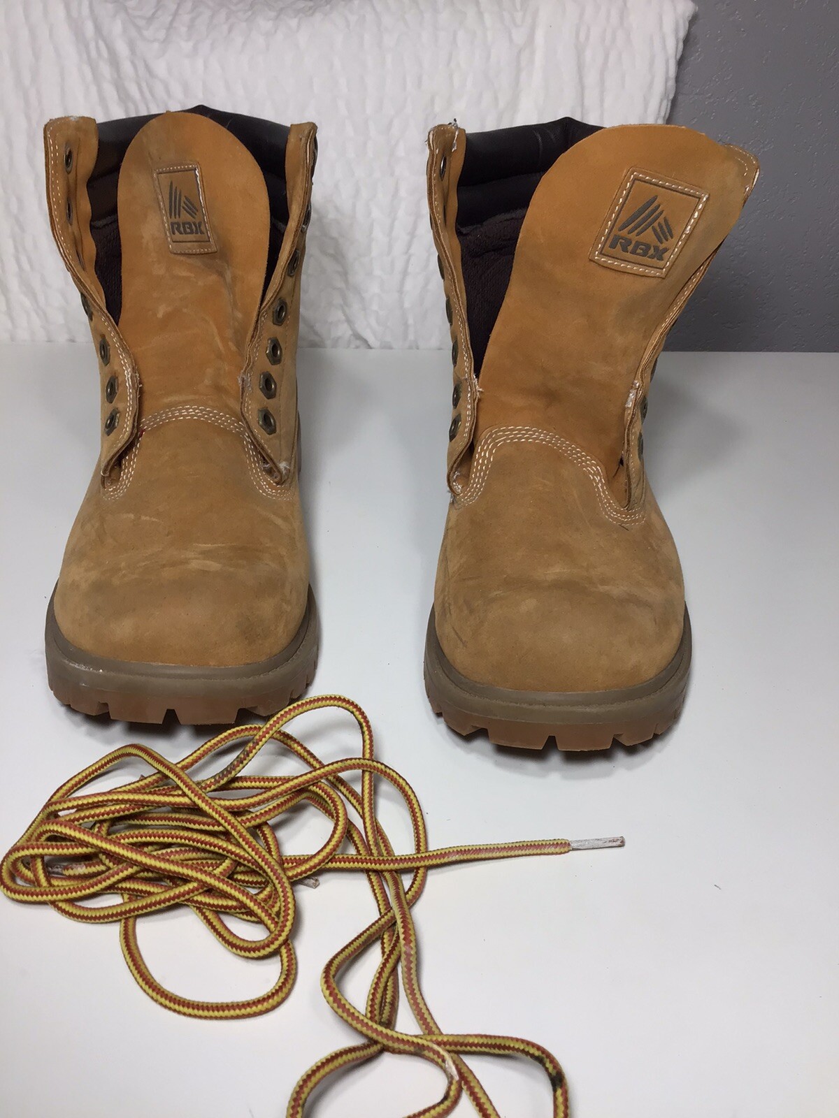 RBX Mens Tan Orange Faux Leather Hiking Boots Size 8