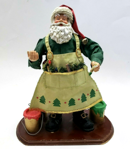 Vintage Painter Santa Clause  Fabric Mache Figurine 10.5" Christmas Decoration - Afbeelding 1 van 12