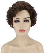 Monroe - Curly Kanekalon Synthetic Fiber Full Wig, 4 - 4.5 in, Medium Brown