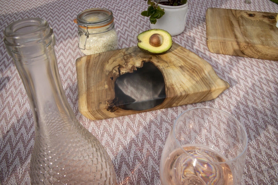 Set Of Three Elm And Epoxy Charcuterie Chopping Block Serving Board Resin Inlay - Image 2 of 4