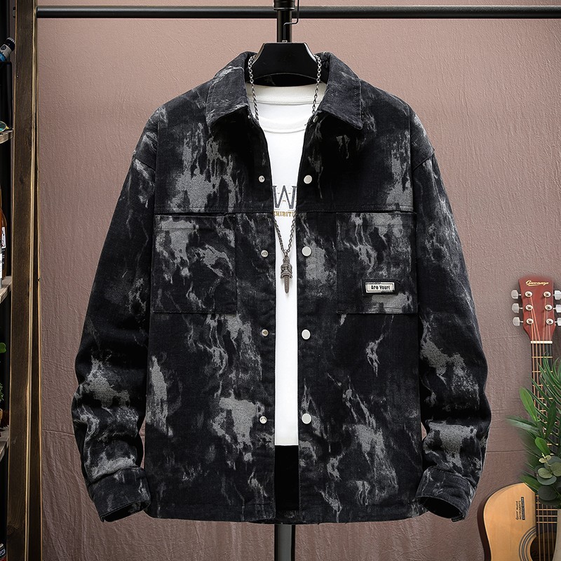 Luxury Men Denim Jacket Fashion Loose Casual Trendy High Street Retro Jean Coat