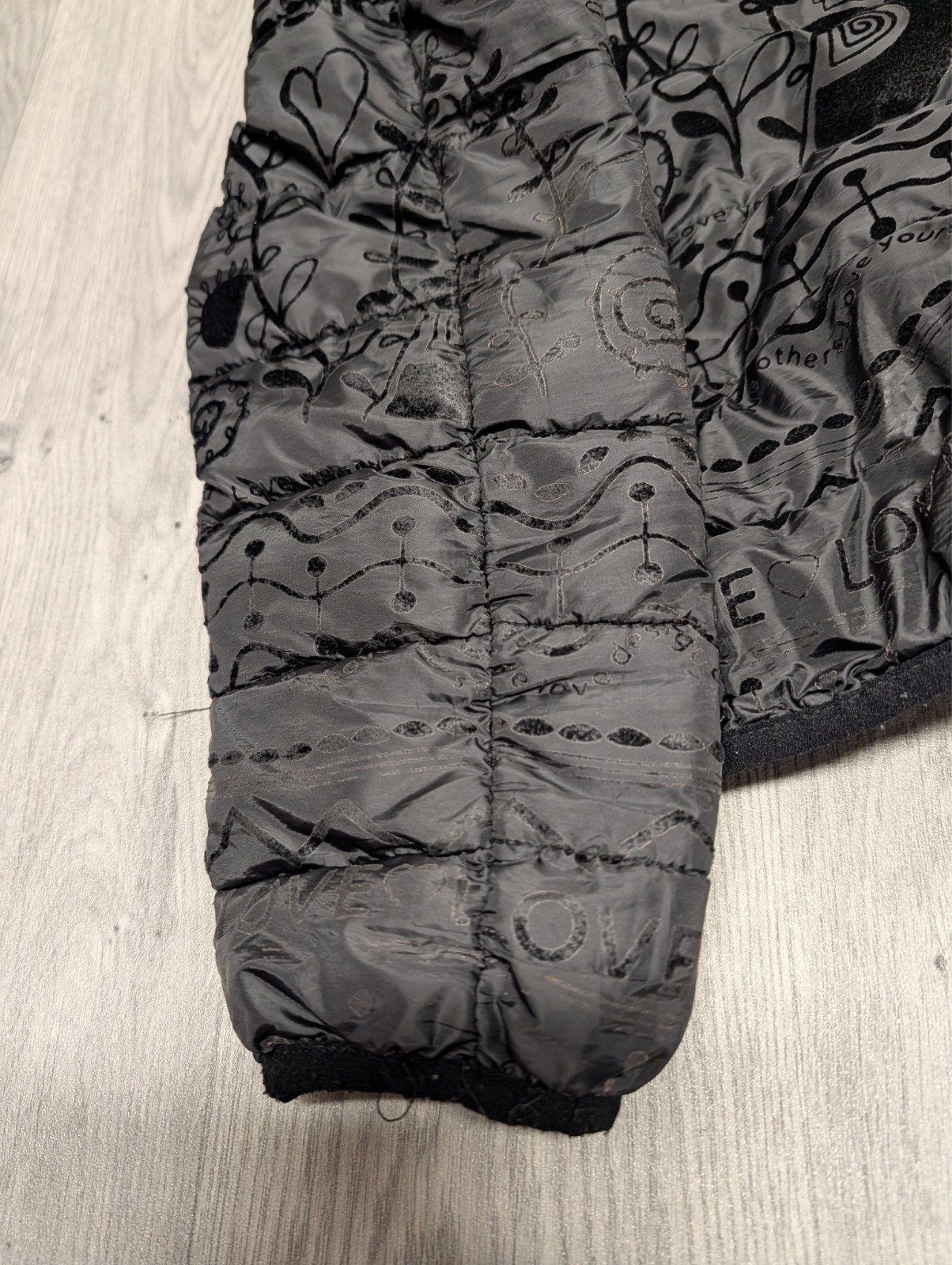 Desigual Black Patterned Puffer Jacket Floral Lov… - image 8