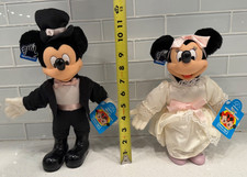 Wedding Minnie Mickey Mouse Vintage Disney Applause plush bride groom formal