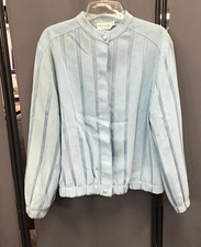 Vintage St. Croix Knits Lt Blue Women's Button Jacket Size Large Stripe design.