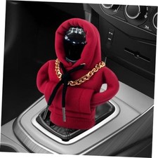 Gear Shift Knob Cover with Necklace, Universal Fit Hoodie Car Gear Shift Red