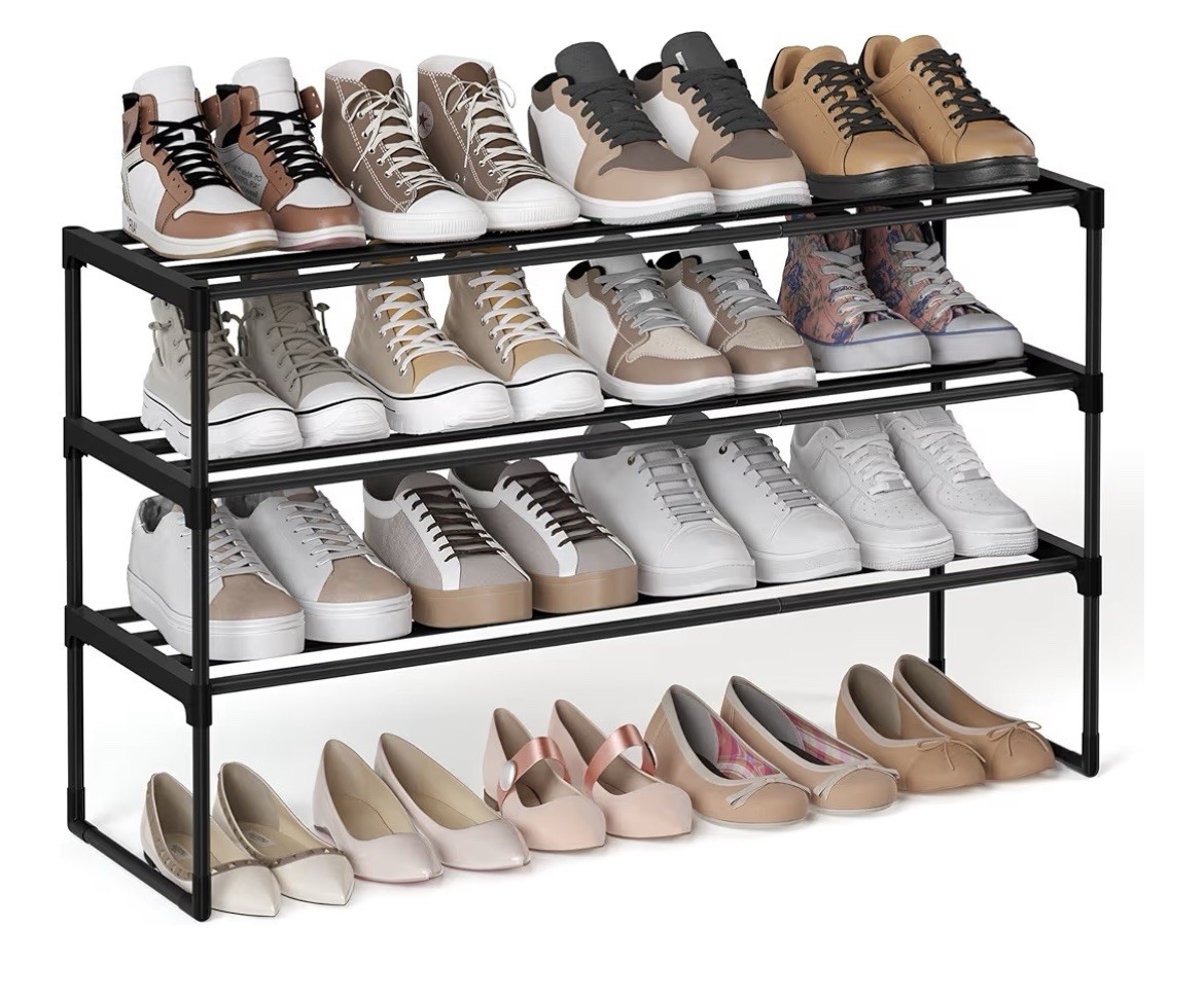 3 Tier Shoe Rack Shoe Storage Organiser Metal Storage Rack Stackable