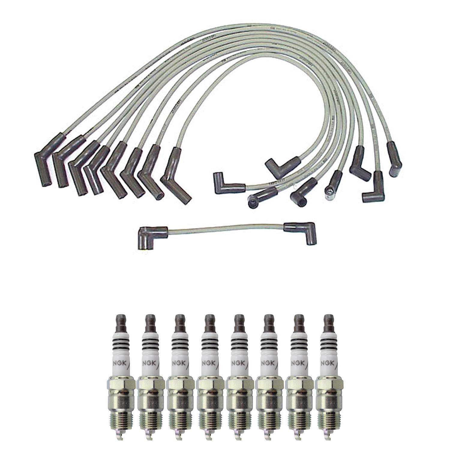 Denso Ignition Wires and NGK Spark Plugs Kit for Ford E-350 Econoline Club Wagon