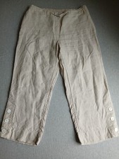 Chicos Pants 2 / Large 100 Linen Wide Leg Elastic Waist High Rise Resort Boho