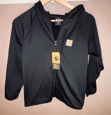 Carhartt Kid's Force Long-Sleeve Full Zip Hooded Sweatshirt Black Medium NWT