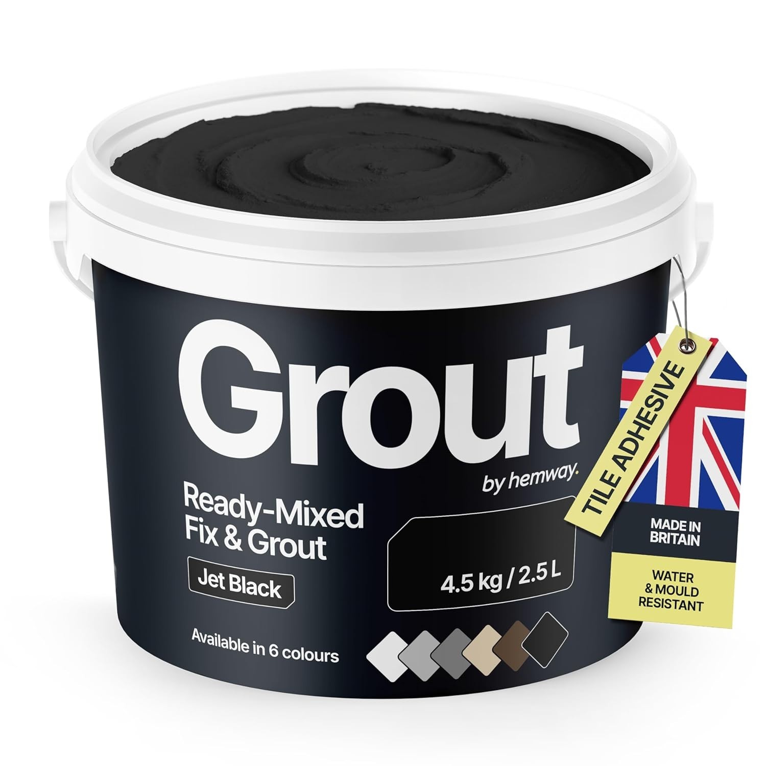 Jet Black Ready Mixed Grout Fix Wall Tile Adhesive 2.5L Water Resistant New