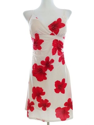 SISTERS POINT Damen Sommerkleid Gr. S Creme Ärmellos Glänzend Knielang