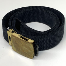 Vintage US Army Issue Class-A Dress Black Web Belt Solid Brass Buckle C.M.I.N.Y.