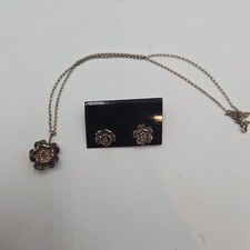 Unbranded Sterling Silver Flower Earings Necklace Set