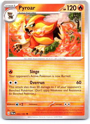 Pyroar 032/193 Uncommon Paldea Evolved Pokemon Near Mint