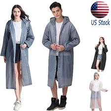 Unisex Adult Waterproof Raincoat Rain Coat Hooded Jacket Poncho Rainwear Camping
