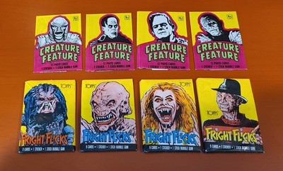 1988 Topps Fright Flicks Wax Packs unopened packs and Creature Feature Wrappers