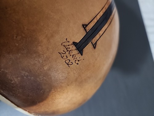 Hopi Southwest Large Painted Gourd Art Signed Vikki C 2002 Kachina Dancers Doll - Picture 10 of 10