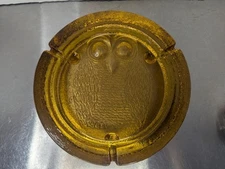 Blenko Glass Joel Myers Vintage Wheat Owl Large Table Ashtray