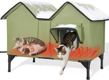 Heated Cat House for outside Winter, Extra Large Heated Outdoor Cat House Weathe