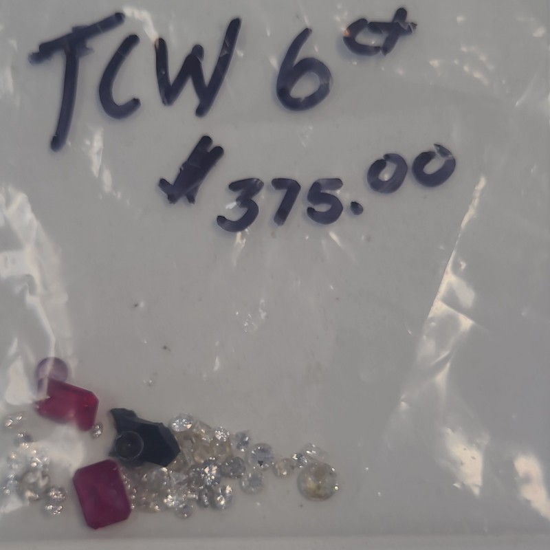 Assorted Cut Loose Gemstones Lot, Mixed Shapes, White/Colorless Red Purple Black