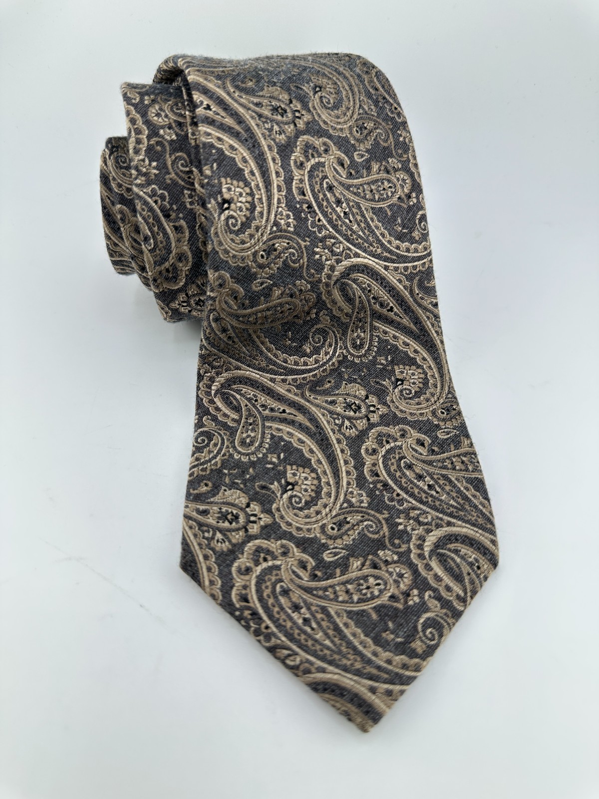 Countess Mara Brown Paisley Silk Tie Classic Luxury Necktie