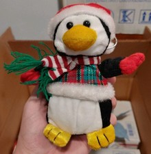 VTG Dan Dee Holiday Christmas Penguin Santa Hat Scarf Plush Stuffed Animal 6"