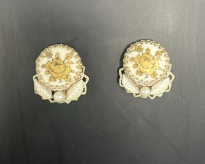 Vintage West Germany Clip-On Earrings Floral Design